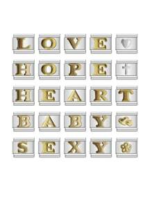 1 件時尚不鏽鋼字母組合男女通用可拆卸 Diy 模組手鍊/手鐲/腕帶 - 銀色 - 查看 6