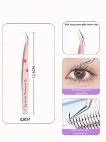 1 Pc Lash Tweezers Eyelash Extension Tweezers, Stainless Steel Straight Tip Tweezers Curved Tip Tweezers Individual Volume Eyelash Tweezers Isolation Tweezers False Lash Application Tools