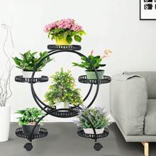 Estanteria para Macetas de Metal con Ruedas, Soporte para Plantas de 6 Niveles con Ruedas Universales Soporte Macetas Exterior Interior - Negro - Ver 2