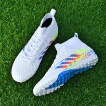 1pair New Men's & Women's Striped Soccer Shoes, Tf Broken Nail Anti-Slip Training Shoes, Outdoor Turf Football Boots, Professional Sports Sneakers, Black Classic High-Top Short Nail Football Shoes