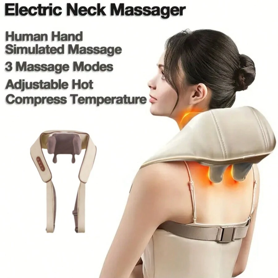 1入8d肩頸按摩器帶加熱功能,深層按摩組織和指壓式手部按摩,可放鬆肩膀、頸部、腿部和斜方肌,可調節模式和強度,適用於家用、辦公室、旅行和車上使用,男女禮物