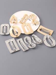 1個金屬光澤感畫效果金/銀幾何方形、橢圓形、八字形髮夾，髮夾，女士休閒髮飾 - 彩色 - 查看 7