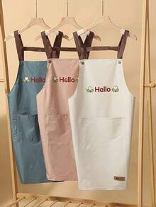 防水圍裙女士家庭廚房煮食防油布網紅餐飲專用腰圍圍裙1個 - 彩色 - 查看 3