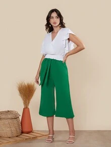 Women Pants - 綠色 - 查看 5