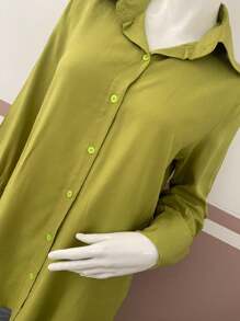 Women Blouses - Lime Green - View 3