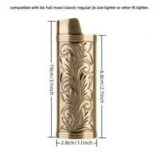 1 Pieza Estuche De Encendedor De Artesanía Retro 3d Grabada En Aleación De Zinc, Caja De Encendedor De Moda, Compatible Con La Cubierta Protectora De Metal Para Encendedor Bic-j6 De Gran Tamaño (encendedor No Incluido)