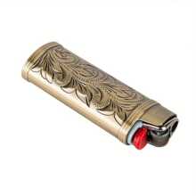 1 Pieza Estuche De Encendedor De Artesanía Retro 3d Grabada En Aleación De Zinc, Caja De Encendedor De Moda, Compatible Con La Cubierta Protectora De Metal Para Encendedor Bic-j6 De Gran Tamaño (encendedor No Incluido)