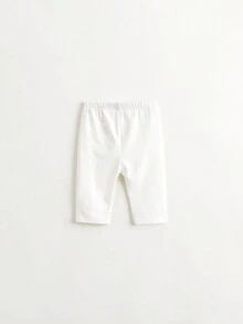 MARC&JANIE 年輕女孩休閒純色彈性透氣七分褲打底褲，適合夏季穿著 - 白色 - 查看 2