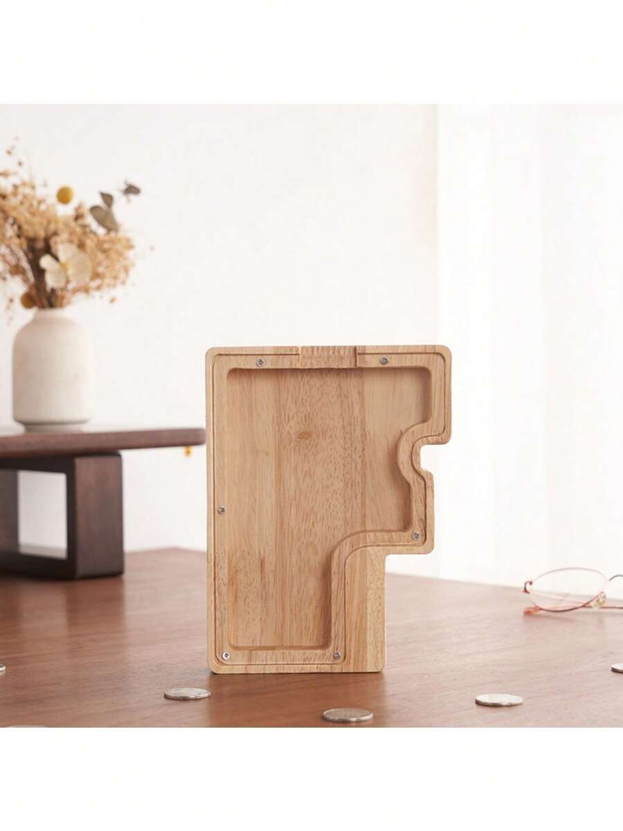 1pc Transparent English Alphabet Money Box Savings Jar, 26pcs/Set Wooden English Alphabet Money Bank Decorative Item - Blue - View 1
