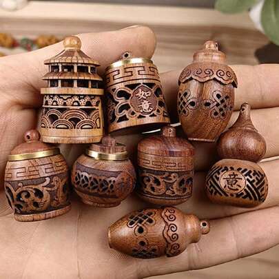 1pc Random Patterned Huali Wood Hollowed Carved Fragrance Bag/Hanging Pendant/Flowerpot Decor/Incense Burner For Home For School,Office,Household,Travel,Spring Summer Picks,Brides Maid Gifts,Room,Bedroom Decor,Beach,Travel,For Men,For Women,Vacation,Cute Stuff,Mother's Day Gift,Bedroom Decor,Garden,Kitchen Decor,Summer,Beach,Travel Essentials,Room Decor,Squishy,Graduation