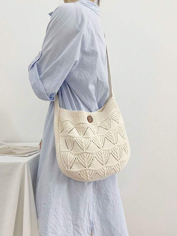 Borsa a rete lavorata a maglia oversize disegno originale Ins, borsa a spalla leggera riutilizzabile da donna per spiaggia e uso casual. Borsa da spiaggia all'uncinetto, regalo per laureati, adolescenti, studenti universitari, adatto per spiaggia e vacanze