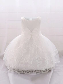 Fustă bufantă din tul și satin, culoare uni, cu fundă, rochie elegantă potrivită pentru petrecerea de ziua de naștere, fără bentiță