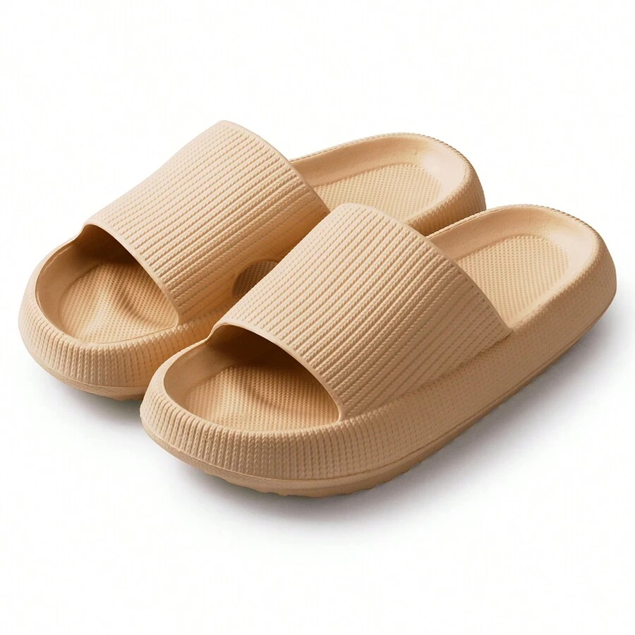 Clouds Slides Anti-Slip Pillow Slippers For Women And Men House Slippers Shower Shoes Indoor Slides Bathroom Sandals Comfort Thick Sole Slides - 卡其色 - 查看 1