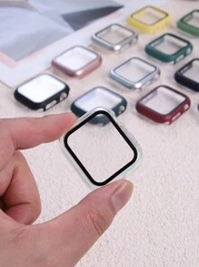 1pc Unisex Matte Silver-Color Shockproof Ultra-Thin Tempered Glass Protective Case Cover, Compatible With Apple Watch Series Ultra/SE/11/10/9/8/7/6/5/4/3/2/1, For Apple Watch 38/40/41/42/44/45/46/49mm, Smart Watch Accessory - Silver - View 5