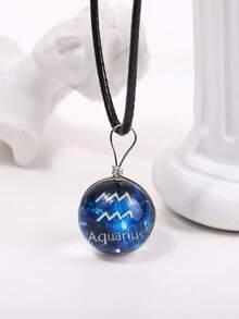 1 件玻璃材质星空发光星座形吊坠项链，适合锁骨，森系风格，Ins 珠宝 - 寶藍色 - 查看 18