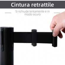 Outsunny Colonnine Separacode Colonnina Segnapercorso con Nastro, in Acciaio Inox, 200x32x90CM - nero - Visualizzare 5