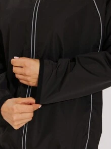 1 Set Tuta Anticellulite Da Donna Con Cerniera In Pellicola D'argento Ricoperta D'argento, Adatta Per Lo Sport, Arrampicata All'aperto E Fitness - nero - Visualizzare 4