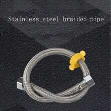 1pc Stainless Steel Braided Pipe 4-Point Double-Headed Toilet Water Tank Inlet Soft Hose, Hot & Cold High Pressure Water Inlet Pipe For Water Heater - Silver - View 4