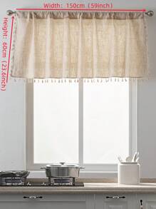 Bubaba 1 件亚麻遮光窗帘，波西米亚风农舍风格，带流苏饰边，适用于家庭、派对、客厅、餐厅、卧室、健身房、咖啡厅、露台，四季皆宜 - 米色 - 查看 8