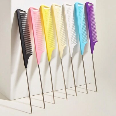 WANMEI 1/7件套专业尾梳套装，包括尾梳、分缝梳、不锈钢尾梳、防静电梳、编发梳、细齿尾梳、挑染梳，多功能，适用于普通发质，糖果色系列，是新娘、理发店、沙龙和家庭使用的理想之选。