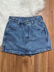 Women Denim Shorts - Rửa trung bình - Xem 1