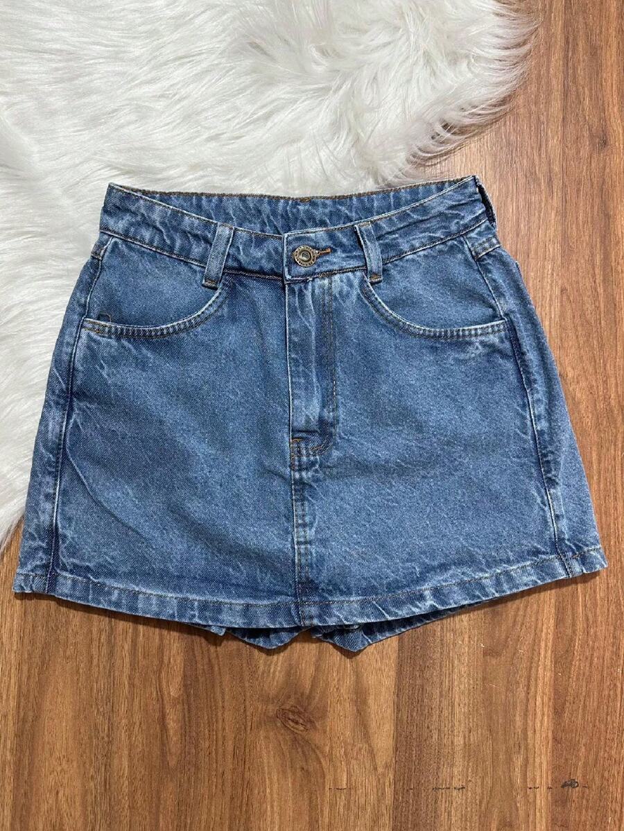Women Denim Shorts - Rửa trung bình - Xem 1