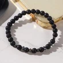 6mm Đá dung nham Đen Núi lửa Rock Kết cườm Vòng tay Ngăn xếp Quặng sắt đá Thủ công Đồ trang sức 2024 Mới Đơn giản Món quà Cho nam giới - B-B23121502A - Xem 3