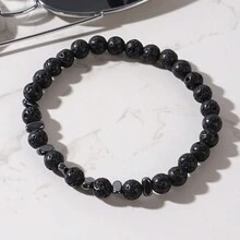 6mm Đá dung nham Đen Núi lửa Rock Kết cườm Vòng tay Ngăn xếp Quặng sắt đá Thủ công Đồ trang sức 2024 Mới Đơn giản Món quà Cho nam giới - B-B23121502A - Xem 1