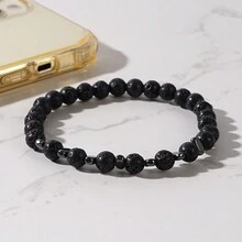 6mm Đá dung nham Đen Núi lửa Rock Kết cườm Vòng tay Ngăn xếp Quặng sắt đá Thủ công Đồ trang sức 2024 Mới Đơn giản Món quà Cho nam giới - B-B23121502A - Xem 2