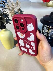 Koolife Wavy Thickened Shockproof Soft Phone Case, Compatible With Apple Iphone 12/12 Pro/12 Pro Max/13/13 Pro/13 Pro Max/14/14 Pro/14 Plus/14 Pro Max/15/15 Pro/15 Plus/15 Pro Max, Striped Tpu Protective Cover, Cartoon Cats Pattern (Four Colors Available) - WL0078#Q Version Kitten Burgundy - View 3