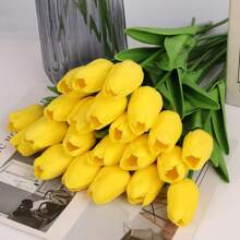 5/10/15/20/25/30 Pcs Artificial Pink Tulip Flowers, Soft Touch Spring Flowers For Valentine's Day Vase Table Centerpiece Kitchen Wedding And Home Decoration, Valentine Day, Gift Gifts Birthday Graduation - Yellow - View 5