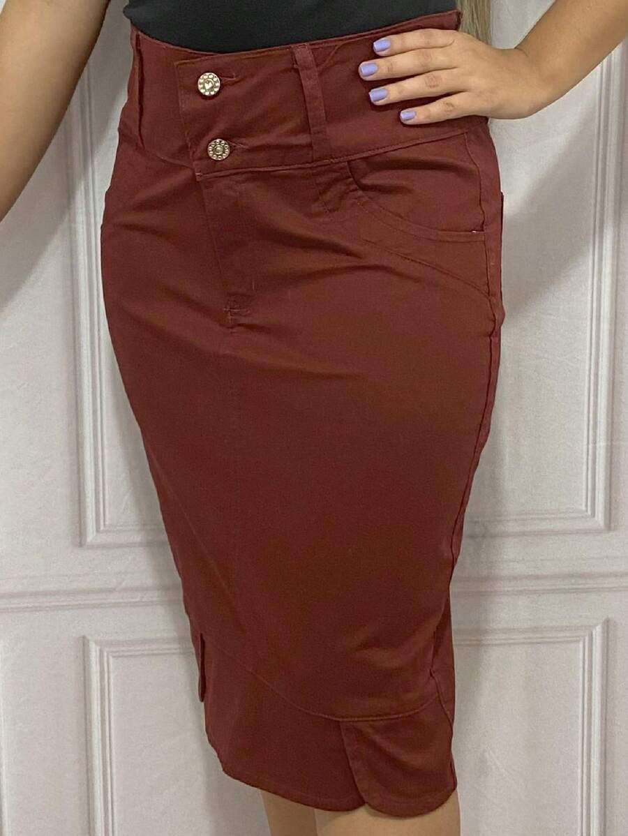 Women Denim Skirts - 紫紅色 - 查看 1