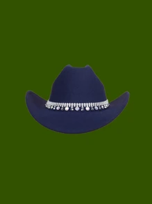 1入[coffee Brown]用鑽石裝飾的編織呢帽,適合女性,可用於西部牛仔帽、風格舞帽、騎士爵士帽、遮陽帽、大草原蒙古帽派對