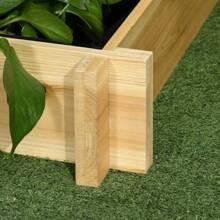Outsunny Jardinera de Madera Arriate de Jardín de 3 Niveles con Diseño de Escalera y Tela no Tejida para Cultivos Plantas Flores para Terraza Jardín 93x93x35 cm Natural - Marrón - Ver 6