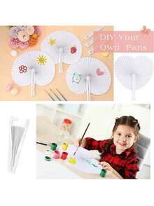 Party Anny Long 12pcs/24pcs White Heart Shaped Folding Hand Fan, Plastic Handle Blank Paper Fan, Perfect For Guests, Weddings, Parties, Home Decor And Gifts - White-heart - View 9