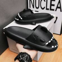 Men's Shark Shaped Eva Anti-Slip Slippers For Outdoor, Indoor, Couples Home Use, Summer