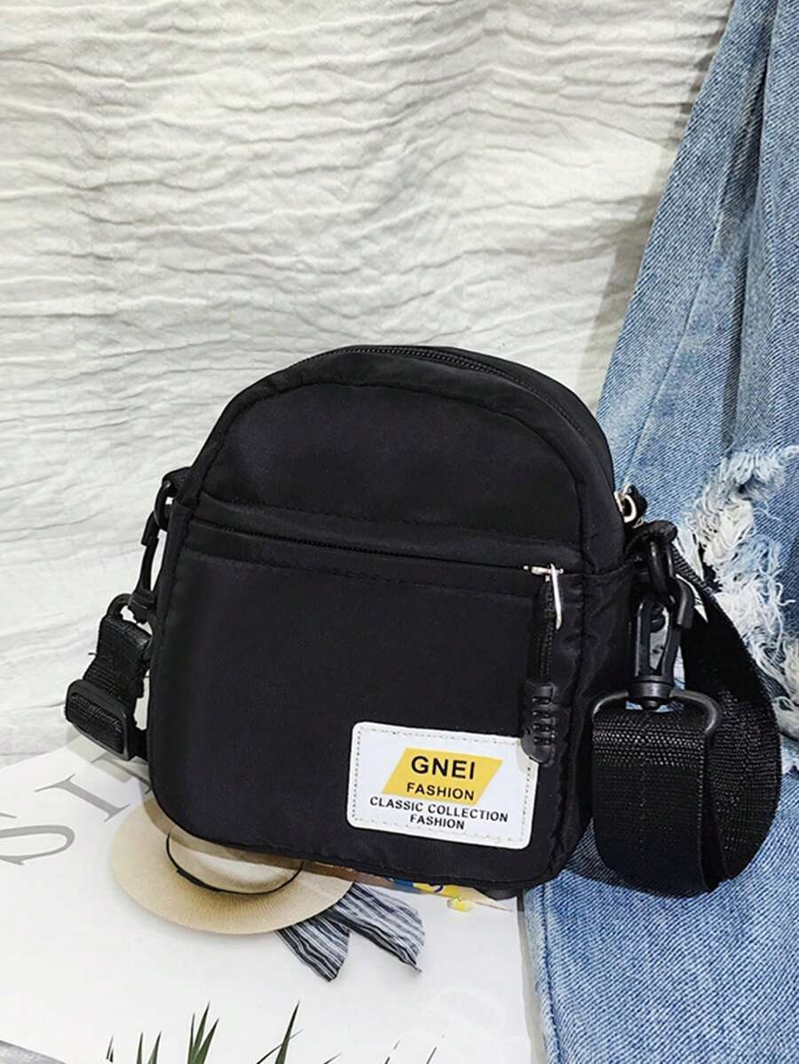 Bolso bandolera pequeño de unicolor para adolescentes - Negro - Ver 1