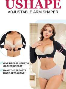 女士四季可穿尼龍材質舒適透氣,可調節扣帶設計無縫臂套 - 黑色 - 查看 6