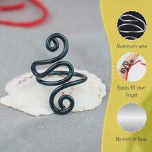 帶包裹鉤的針織環,左右手電筒鍍多色針織張力控制環,可調節情侶戒指,送給鉤針愛好者的禮物,媽媽,送給她的情人節禮物 - 金色 - 查看 8