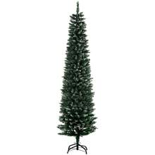 HOMCOM Albero di Natale Innevato Artificiale Alto e Stretto con 570 Rami, Base Rimovibile e Pieghevole, Φ53x190cm, Verde