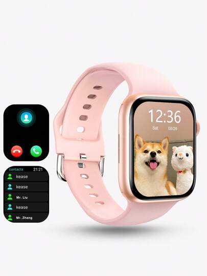 2.01 英寸高清全屏触控硅胶表带智能手表，男女皆宜，250mAh 大电池，拨号/接听，计步器，卡路里，多种运动模式，来电和消息提醒，兼容 Android/IOS 手机