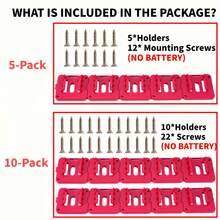 5/10pcs Battery Holders For Milwaukee 18V Mounts Fit For Milwaukee M18 18V Lithium Battery(With 12/22 Screws, No Battery) - 10-pack - View 9