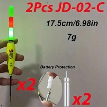 2入組大鯉魚浮漂,粗尾發光電動漂浮器,含2個425電池,適用於戶外釣魚配件 - 綠色 - 查看 1