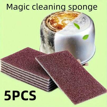 5pcs, Emery Magic Wipe, Pot Bottom Cleaning Descaling Sponge, Pot Sponge Brush, Iron Rust Removal Sponge, Dishwashing Sponge Block, Scouring Pads, Power Decontamination, Restaurant Cleaning Supplies,Kitchen,Kitchen Items,Cleaning,Kitchen Towel