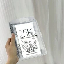 每本12張a6垂直貨幣儲蓄本,6孔裝訂單格卡片相冊,pvc活頁筆記本迷你卡片本 - 白色 - 查看 5