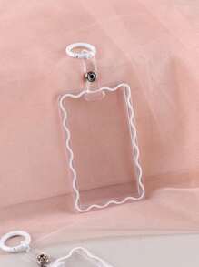 1pc Card Holder And 1pc Key Ring Transparent Creative Acrylic Card Holder Student Campus Card Meal Card Protective Cover Key Ring, Office Supplies, School Supplies, Home Supplies, Back To School Gift Photo Badge Holder Card Holder Wallet Business Card Holder Credit Card Holder Id Card Holder Women For Women Card Wallet - White - View 4