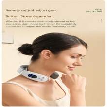 1入智能可充電頸部按摩器,可調節1-16級強度,帶熱功能,脈衝按摩適用於頸椎、肩膀和頸部,身體,家用便攜按摩器 - 白色 - 查看 3