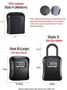 Caja de bloqueo de llaves para exteriores - Caja de bloqueo montada en la pared para llaves de la casa al aire libre - Escondites de llaves con combinación para ocultar una llave - Caja de almacenamiento de llaves a prueba de agua - Negro - Ver 5