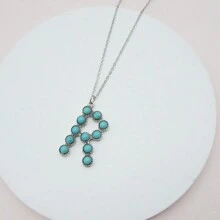 Turquoise Letter Pendant Necklace