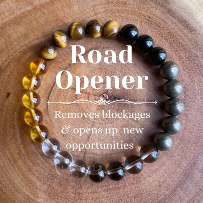 Road Opener Bracelet - Attract Love, Money, And Success - Manifestation Bracelet - Crystal Bracelet - Citrine - Pyrite - Tiger's Eye